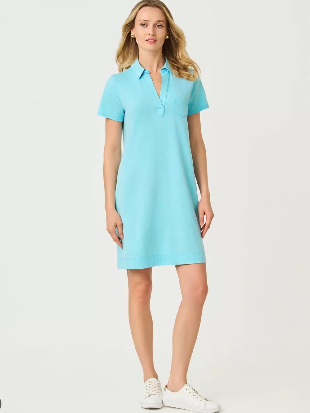 Lilly Pulitzer 🎀 Dune Capri Blue UPF 50+ Downtime Jersey Dress NWT✅ Med.